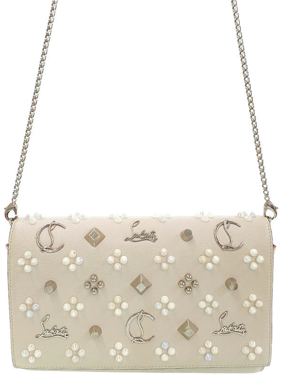 Christian Louboutin Paloma Clutch black leather metal spikes